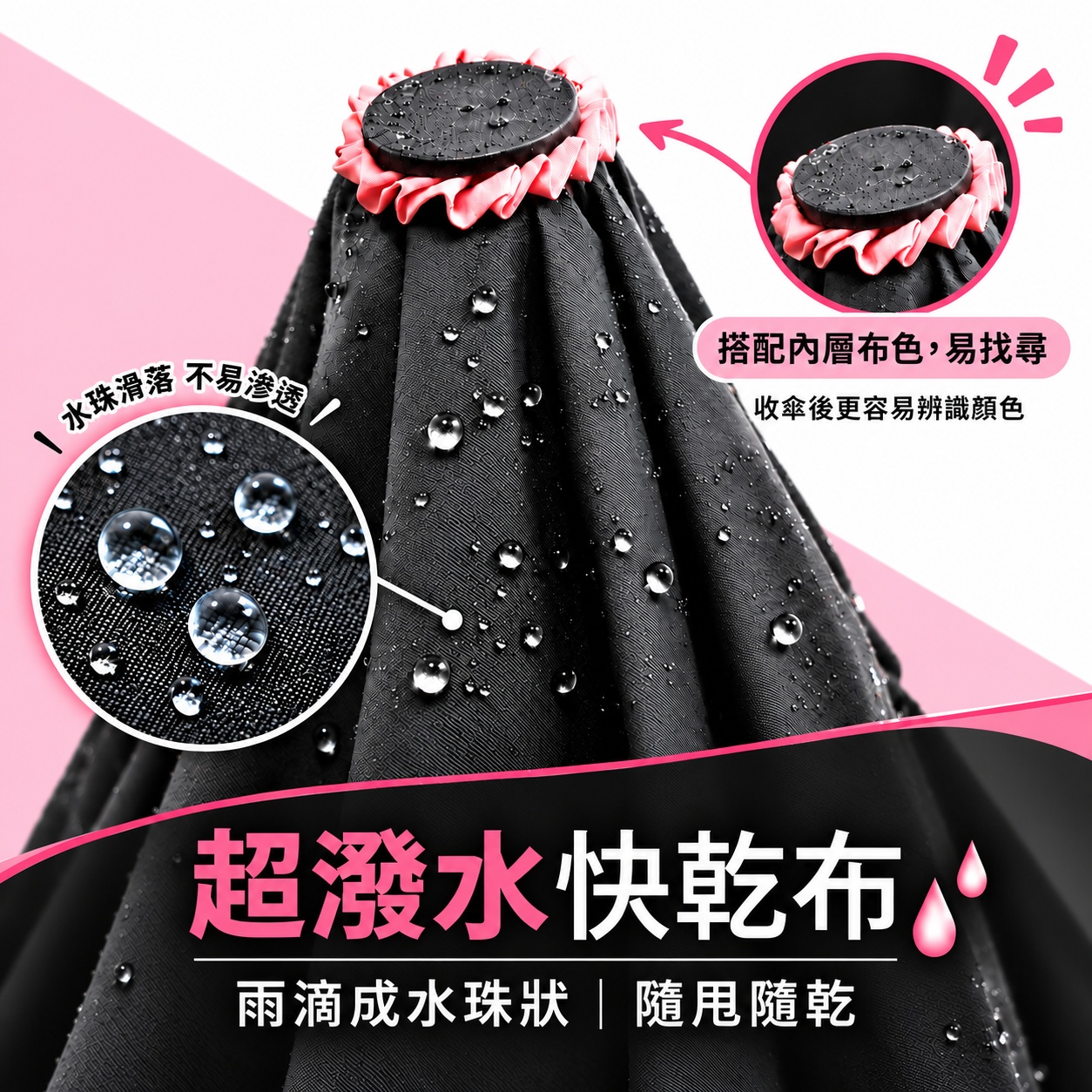 KUD反向自動收超潑水快乾布